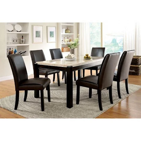 Contemporary 7 Piece Dining Set with Marble Table Top